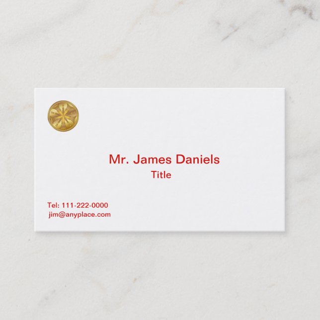 Firefighter 5 Bugle Gold Medallion Business Card (Front)