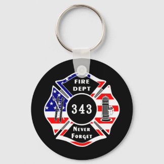 Firefighter 9/11 Never Forget 343 Keychain