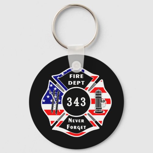Firefighter 911 Never Forget 343 Keychain