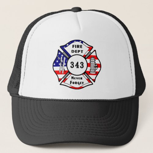 Firefighter 911 Never Forget 343 Trucker Hat