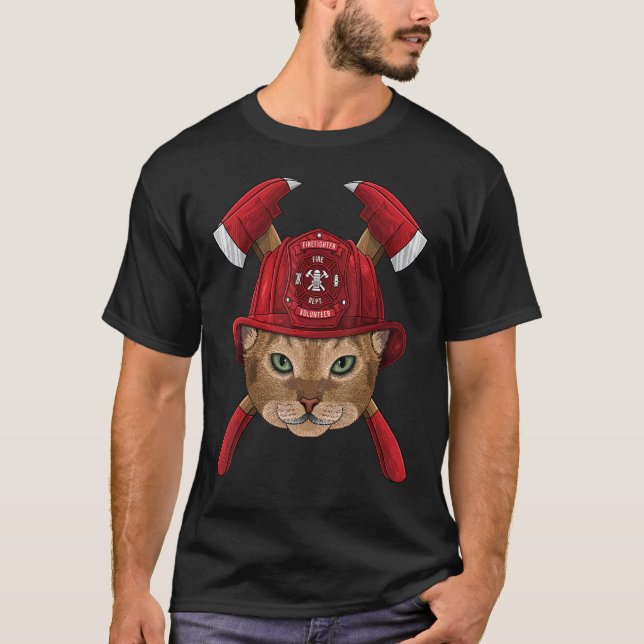 Firefighter Abyssinian Fireman Boys Kids Fire Resc T-Shirt (Front)