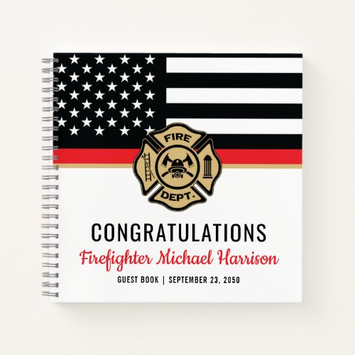 Firefighter Academy Red Line Graduation Guest Book