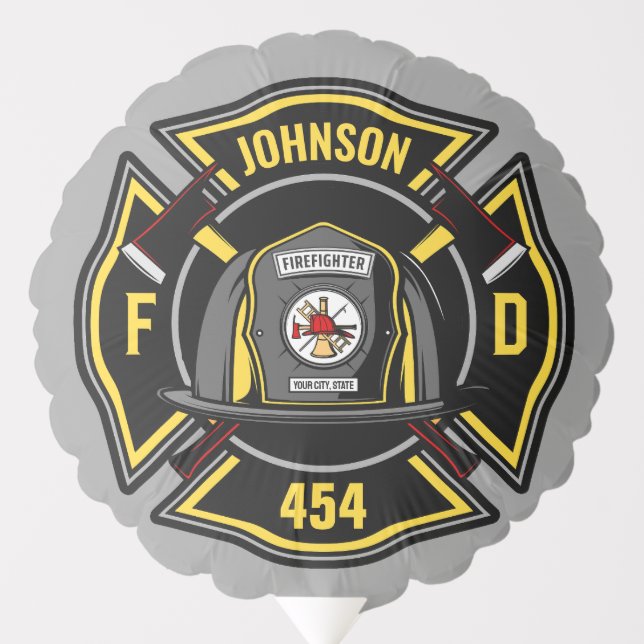 Firefighter ADD NAME Fire Department Rescue Team  Balloon (Front)