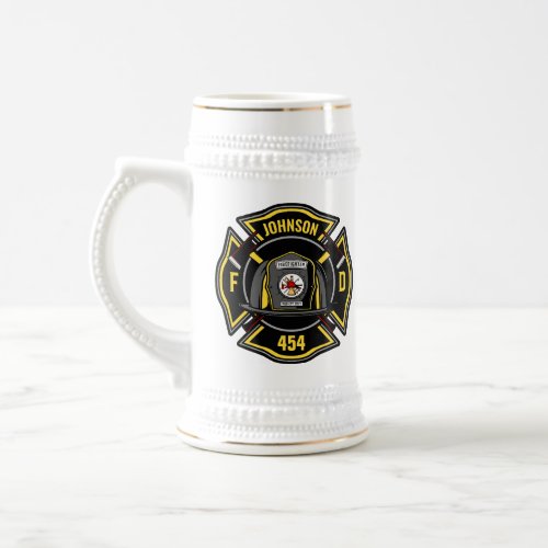 Firefighter ADD NAME Fire Department Rescue Team  Beer Stein