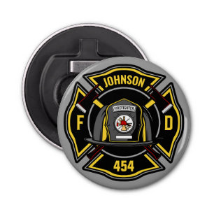 Firefighter ADD NAME Fire Department Rescue Team Bottle Opener