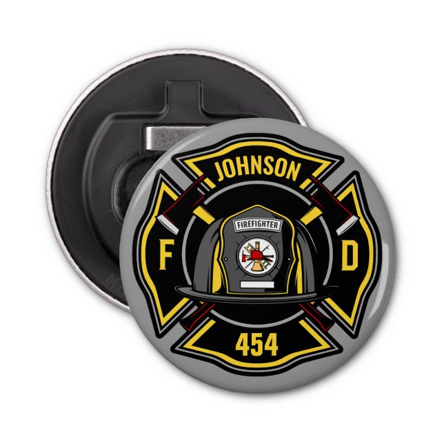 Firefighter ADD NAME Fire Department Rescue Team   Bottle Opener (Front)