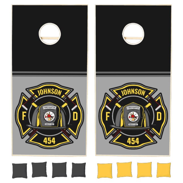 Firefighter ADD NAME Fire Department Rescue Team  Cornhole Set (Set)