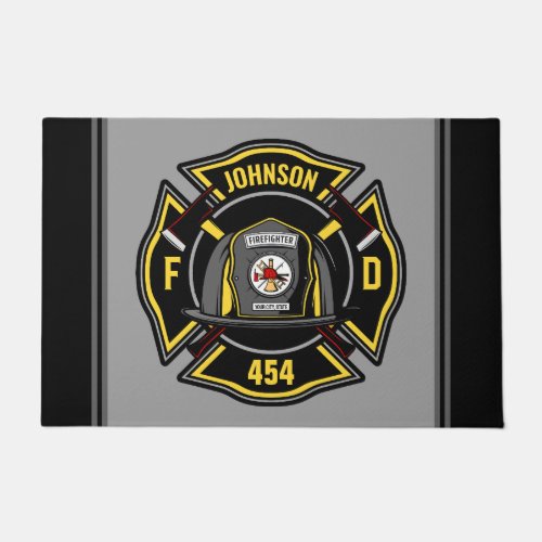 Firefighter ADD NAME Fire Department Rescue Team  Doormat