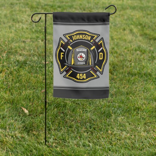 Firefighter ADD NAME Fire Department Rescue Team Garden Flag