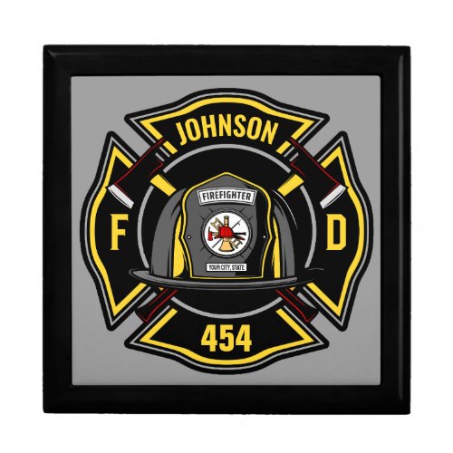 Firefighter ADD NAME Fire Department Rescue Team Gift Box