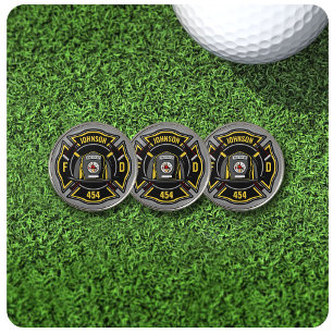 Firefighter ADD NAME Fire Department Rescue Team Golf Ball Marker