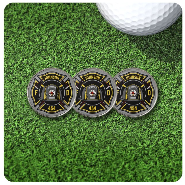 Firefighter ADD NAME Fire Department Rescue Team Golf Ball Marker (Creator Uploaded)