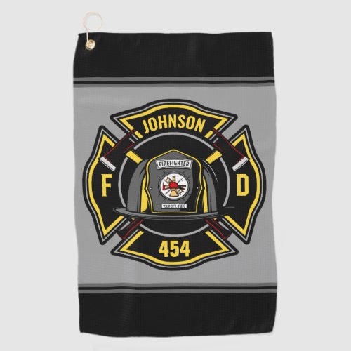 Firefighter ADD NAME Fire Department Rescue Team Golf Towel