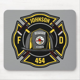 Firefighter ADD NAME Fire Department Rescue Team Mouse Pad