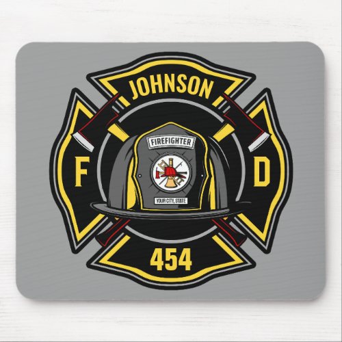 Firefighter ADD NAME Fire Department Rescue Team Mouse Pad
