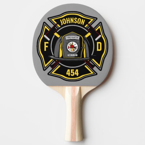 Firefighter ADD NAME Fire Department Rescue Team Ping Pong Paddle