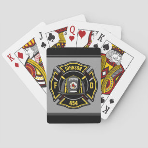 Firefighter ADD NAME Fire Department Rescue Team Poker Cards