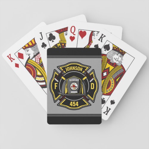Firefighter ADD NAME Fire Department Rescue Team Poker Cards