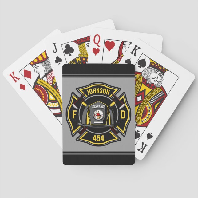 Firefighter ADD NAME Fire Department Rescue Team Poker Cards (Back)