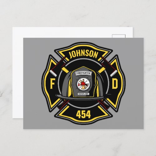 Firefighter ADD NAME Fire Department Rescue Team Postcard