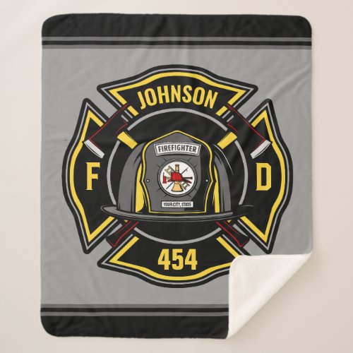 Firefighter ADD NAME Fire Department Rescue Team   Sherpa Blanket