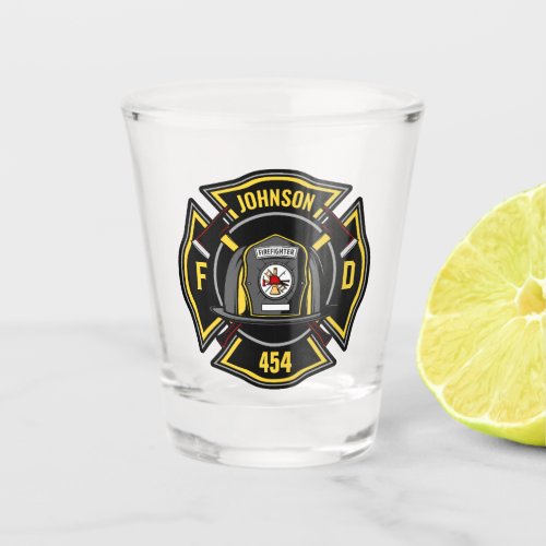 Firefighter ADD NAME Fire Department Rescue Team Shot Glass