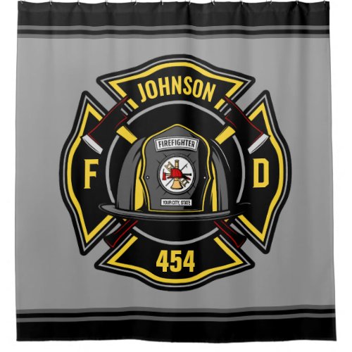 Firefighter ADD NAME Fire Department Rescue Team  Shower Curtain