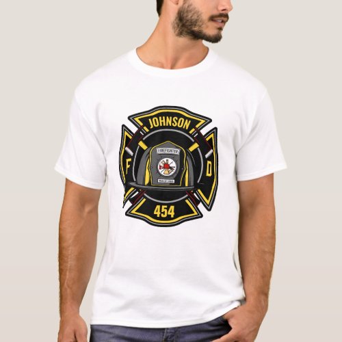 Firefighter ADD NAME Fire Department Rescue Team T_Shirt