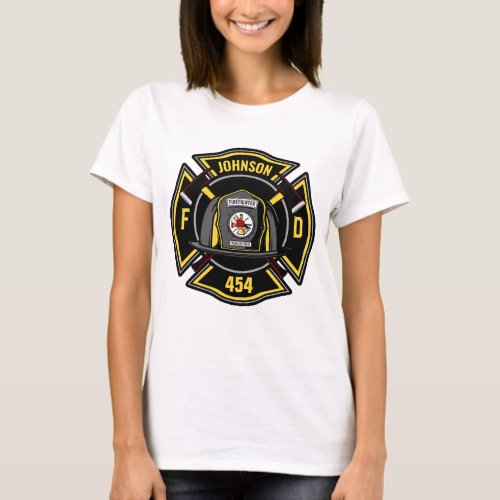 Firefighter ADD NAME Fire Department Rescue Team  T_Shirt
