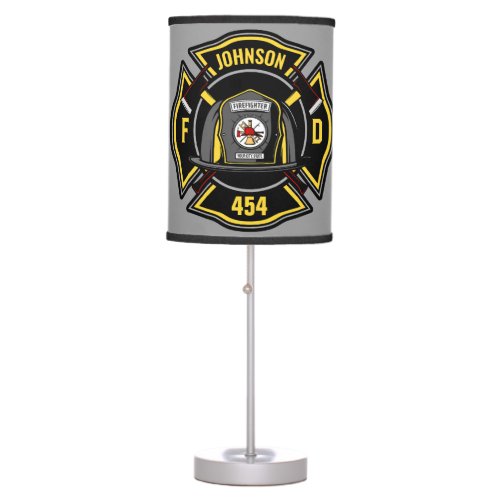 Firefighter ADD NAME Fire Department Rescue Team Table Lamp