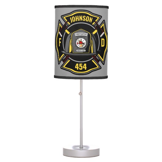 Firefighter ADD NAME Fire Department Rescue Team Table Lamp (Front)