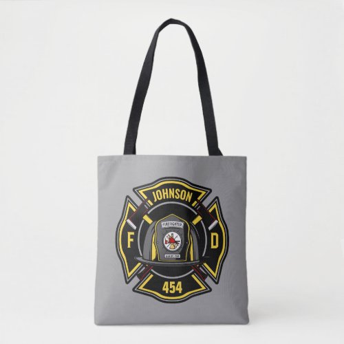 Firefighter ADD NAME Fire Department Rescue Team Tote Bag