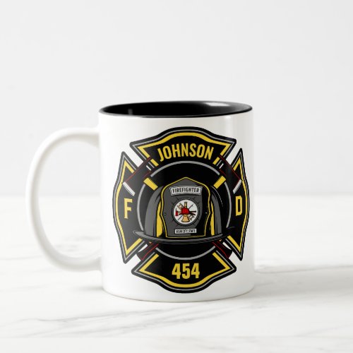 Firefighter ADD NAME Fire Department Rescue Team  Two_Tone Coffee Mug