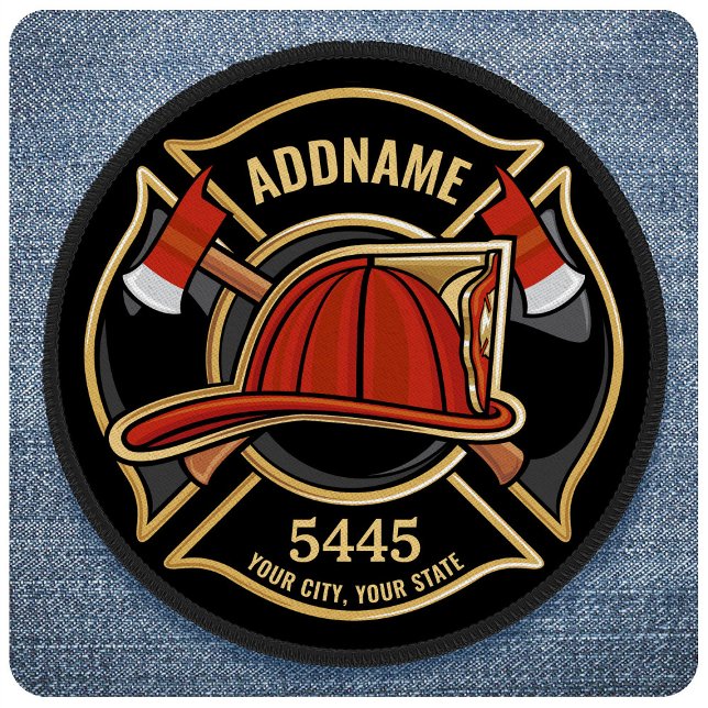 Firefighter ADD NAME Fire Station Department Badge (Creator Uploaded)