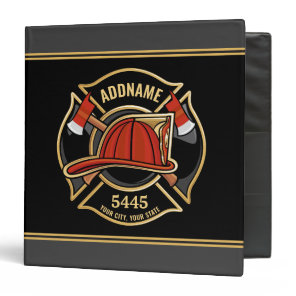 Firefighter ADD NAME Fire Station Department Badge 3 Ring Binder