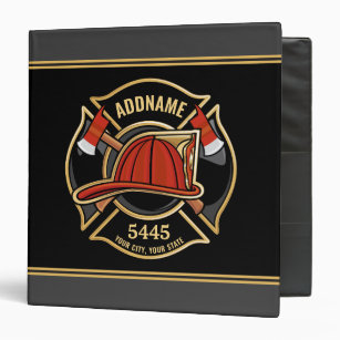 Firefighter ADD NAME Fire Station Department Badge 3 Ring Binder