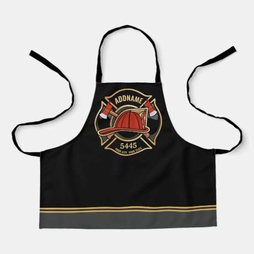 Firefighter ADD NAME Fire Station Department Badge Apron