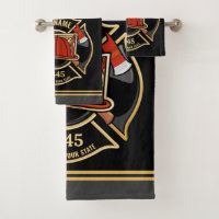 Firefighter ADD NAME Fire Station Department Badge