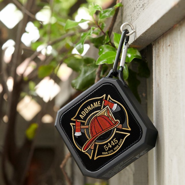 Firefighter ADD NAME Fire Station Department Badge Bluetooth Speaker (Inisitu)