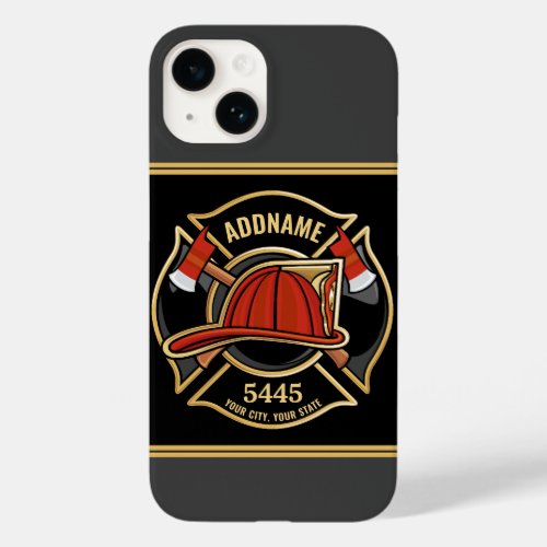 Firefighter ADD NAME Fire Station Department Badge Case_Mate iPhone 14 Case