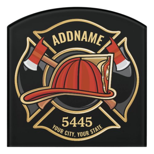Firefighter ADD NAME Fire Station Department Badge Door Sign