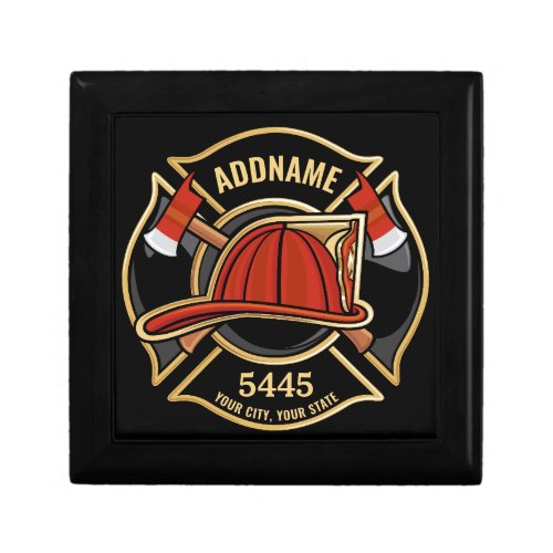 Firefighter ADD NAME Fire Station Department Badge Gift Box