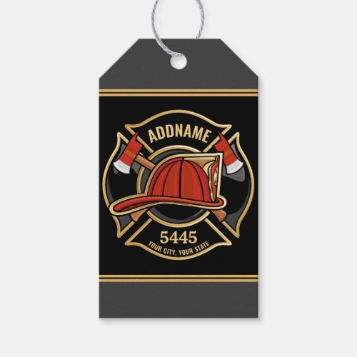 Firefighter ADD NAME Fire Station Department Badge Gift Tags