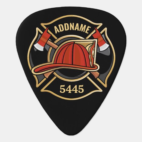 Firefighter ADD NAME Fire Station Department Badge Guitar Pick