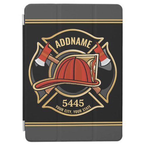 Firefighter ADD NAME Fire Station Department Badge iPad Air Cover