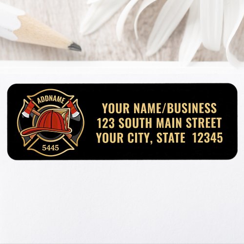 Firefighter ADD NAME Fire Station Department Badge Label