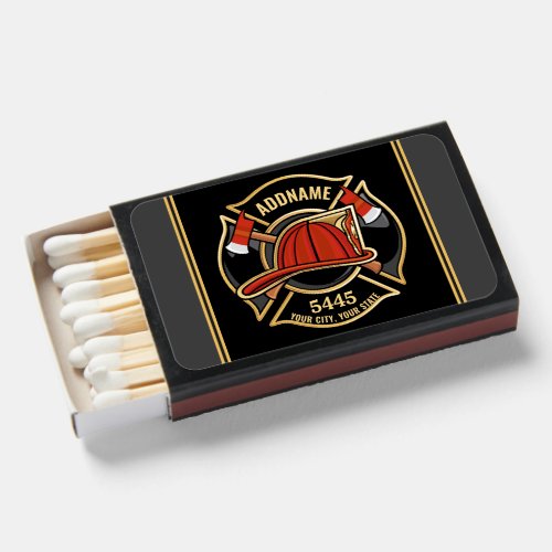 Firefighter ADD NAME Fire Station Department Badge Matchboxes