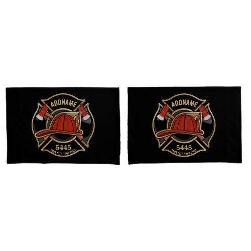 Firefighter ADD NAME Fire Station Department Badge Pillow Case