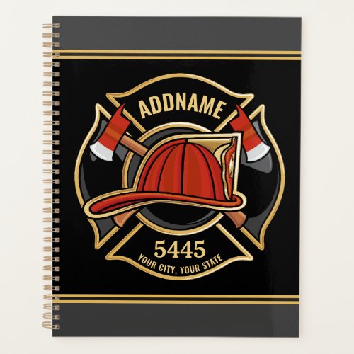 Firefighter ADD NAME Fire Station Department Badge Planner