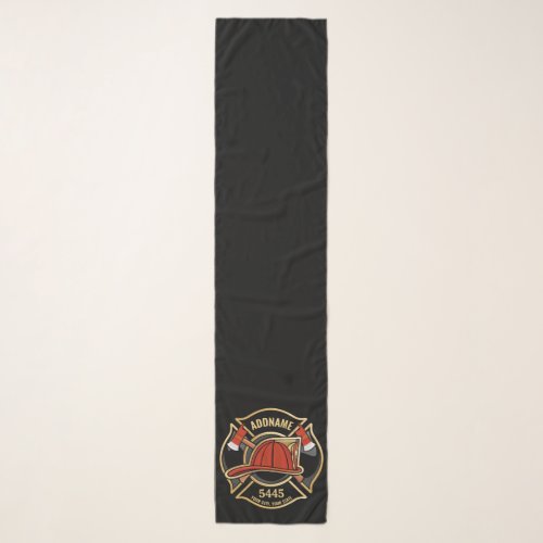 Firefighter ADD NAME Fire Station Department Badge Scarf